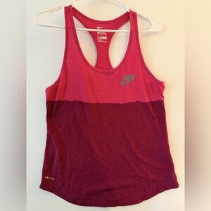 Nike Women's Pink and Burgundy Two-Tone Dri-FIT Racerback Tank